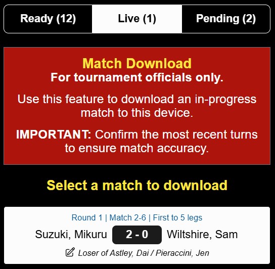 Live Match List