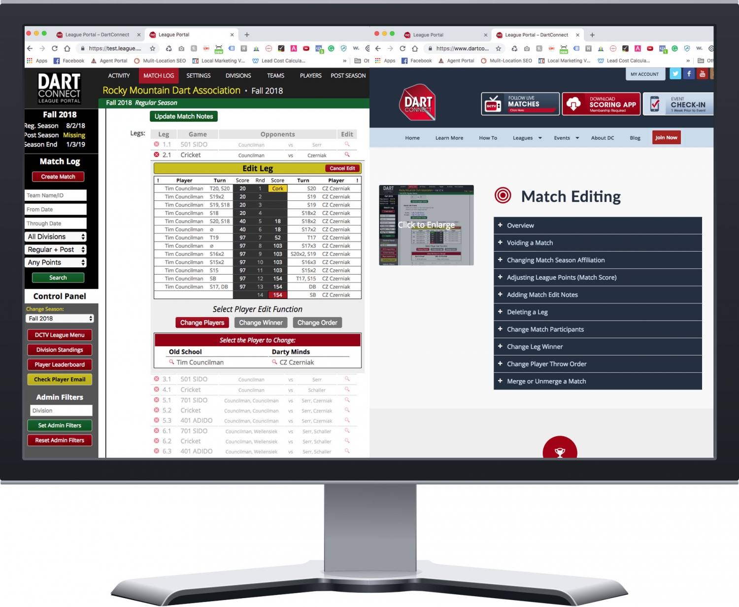 League Portal Support DartConnect